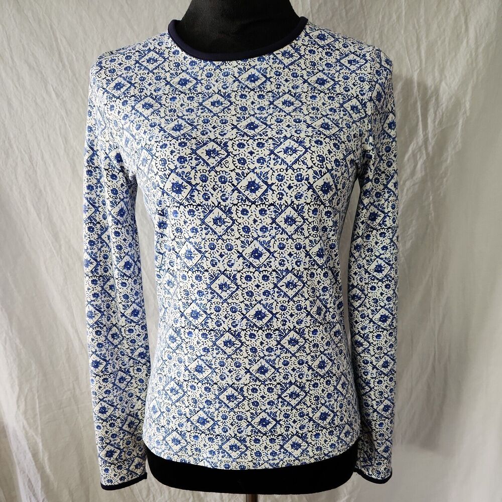 Hang Ten Womens Long Sleeve Rash Guard UPF 50+ XS Zipper Pocket Swim Shirt Sky
